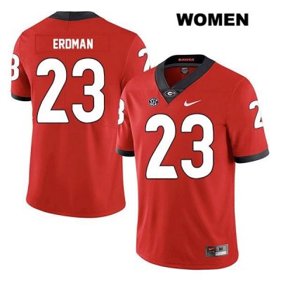 Women's Georgia Bulldogs NCAA #23 Willie Erdman Nike Stitched Red Legend Authentic College Football Jersey FKB4754ZO